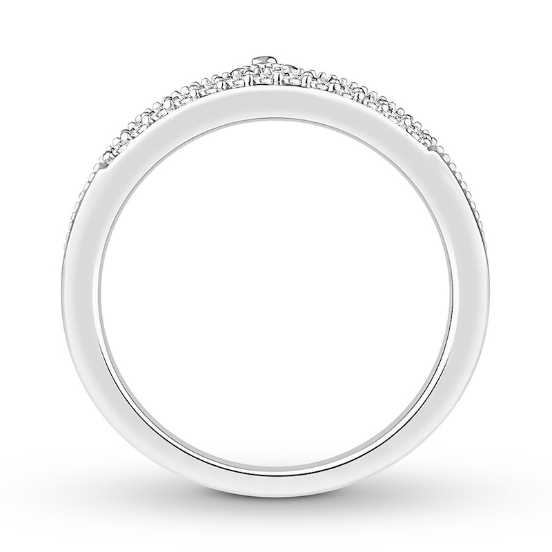 Main Image 2 of Previously Owned Diamond Tiara Wedding Band 1/10 ct tw Round-cut 10K White Gold - Size 11.25