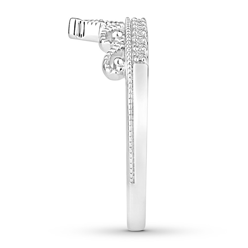 Main Image 3 of Previously Owned Diamond Tiara Wedding Band 1/10 ct tw Round-cut 10K White Gold - Size 11.25