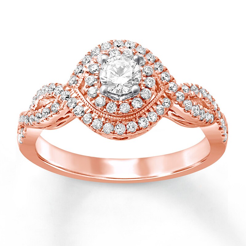 Main Image 1 of Previously Owned Diamond Engagement Ring 5/8 ct tw Round-cut 14K Rose Gold - Size 10.75