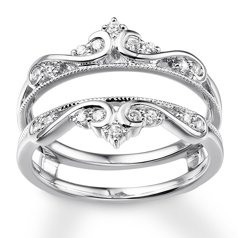 Main Image 1 of Previously Owned Diamond Insert Ring 1/4 ct tw Round-cut 14K White Gold - Size 10.75