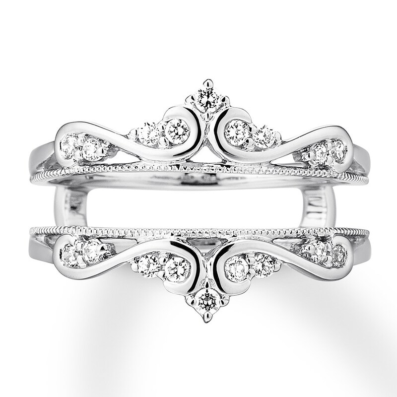 Main Image 4 of Previously Owned Diamond Insert Ring 1/4 ct tw Round-cut 14K White Gold - Size 10.75