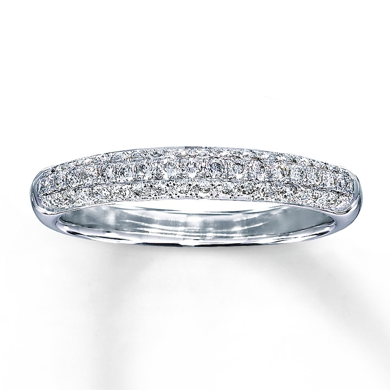 Main Image 1 of Previously Owned Diamond Wedding Band 3/8 ct tw Round-cut 14K White Gold - Size 9