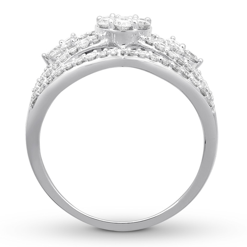 Main Image 2 of Previously Owned Diamond Fashion Ring 1 ct tw Round-cut 10K White Gold - Size 10