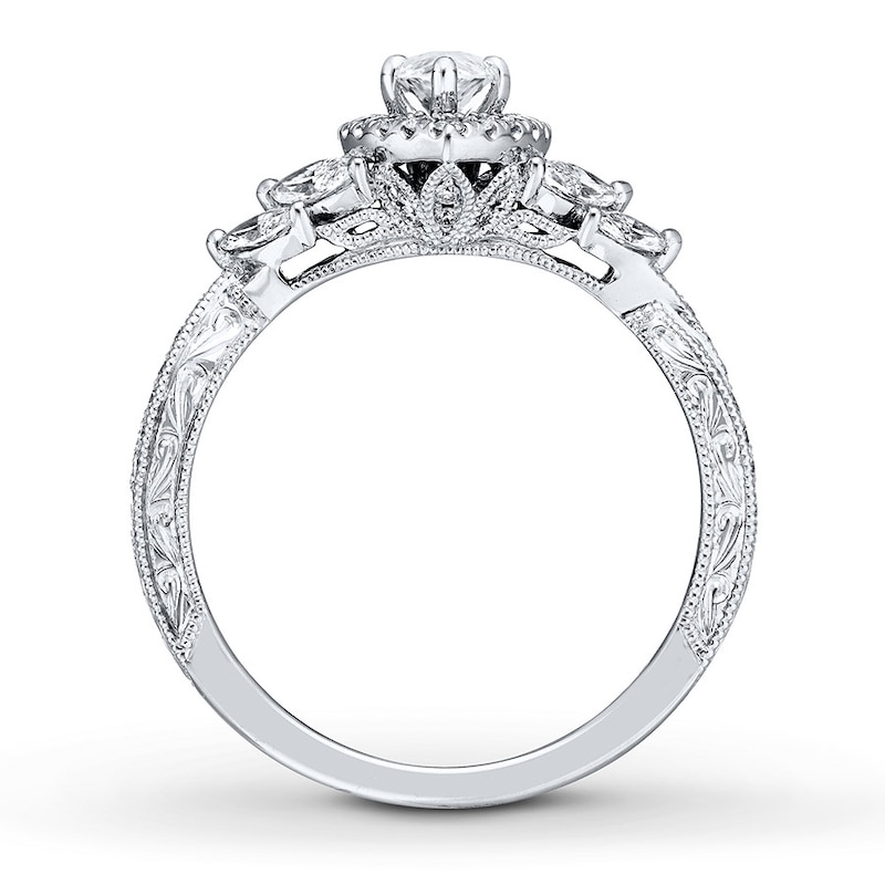 Previously Owned Neil Lane Engagement Ring 1-3/8 ct tw Marquise & Round-cut Diamonds 14K White Gold - Size 9