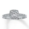 Thumbnail Image 1 of Previously Owned Diamond Engagement Ring 1/2 ct tw Princess & Round-cut 14K White Gold - Size 3.5
