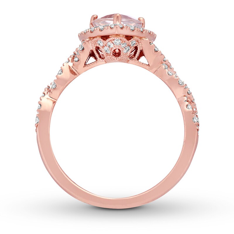 Main Image 2 of Previously Owned Neil Lane Morganite Engagement Ring 3/4 ct tw Round-cut Diamonds 14K Rose Gold - Size 4.5