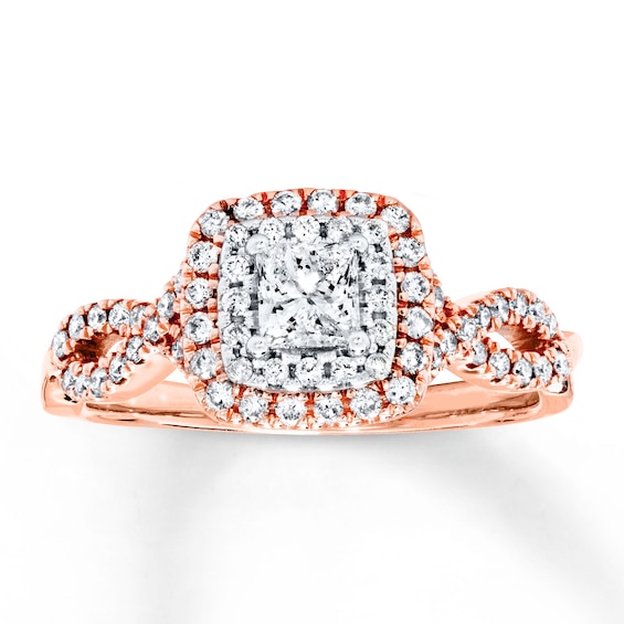 Previously Owned Diamond Engagement Ring 5/8 ct tw Princess & Round-cut 14K Two-Tone Gold Size