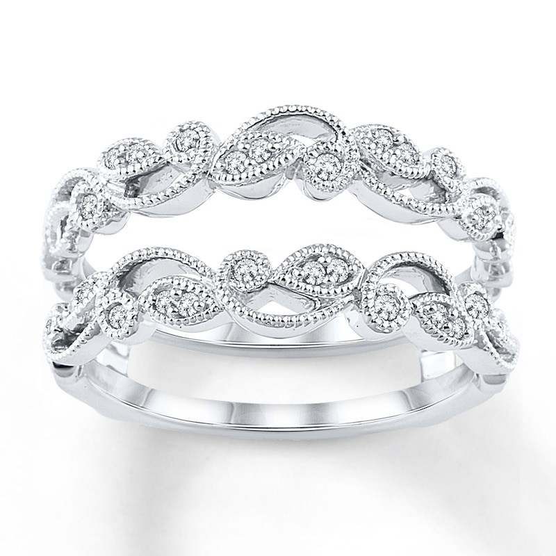 Main Image 1 of Previously Owned Diamond Enhancer Ring 1/6 ct tw Round-cut 14K White Gold - Size 11