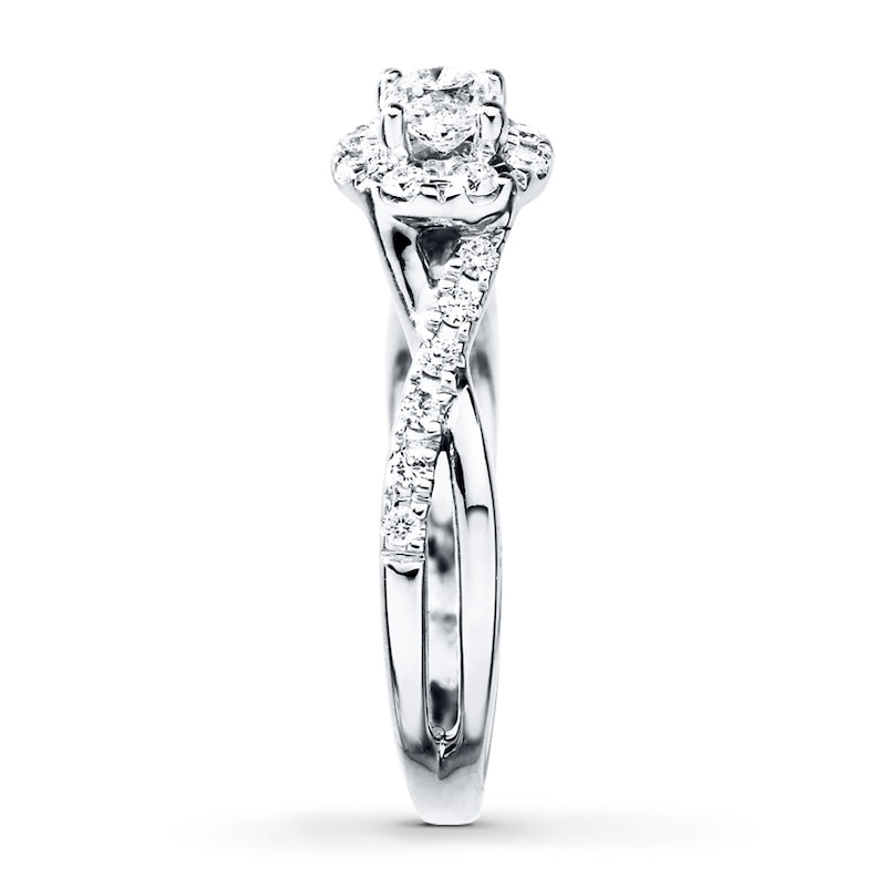 Main Image 3 of Previously Owned Diamond Engagement Ring 1/2 carat tw 10K White Gold - Size 8.75