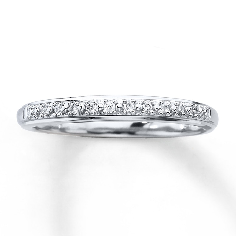 Main Image 1 of Previously Owned Diamond Wedding Band Round-cut 10K White Gold Size 9.75