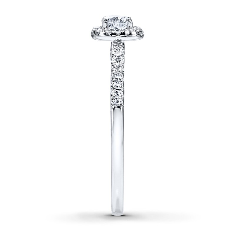 Main Image 3 of Previously Owned Diamond Engagement Ring 3/8 ct tw Round-cut 10K White Gold Size 10.25