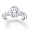 Previously Owned Neil Lane Diamond Engagement Ring 1-1/6 ct tw Oval & Round-cut 14K White Gold