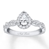 Thumbnail Image 1 of Previously Owned Neil Lane Engagement Ring 3/4 ct tw Pear & Round-cut Diamonds 14K White Gold Size 3.25