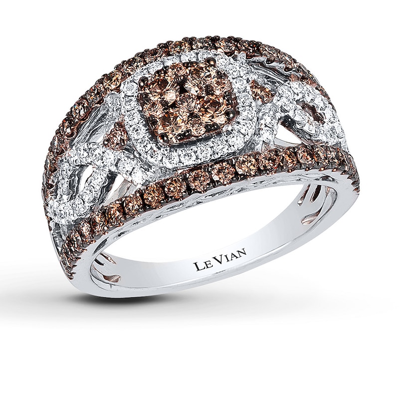 Main Image 1 of Previously Owned Le Vian Chocolate Diamond Ring 1-1/3 ct tw Round-cut 14K Vanilla Gold - Size 8