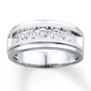 Previously Owned Men's Wedding Band 1 ct tw Round-cut Diamonds 10K White Gold