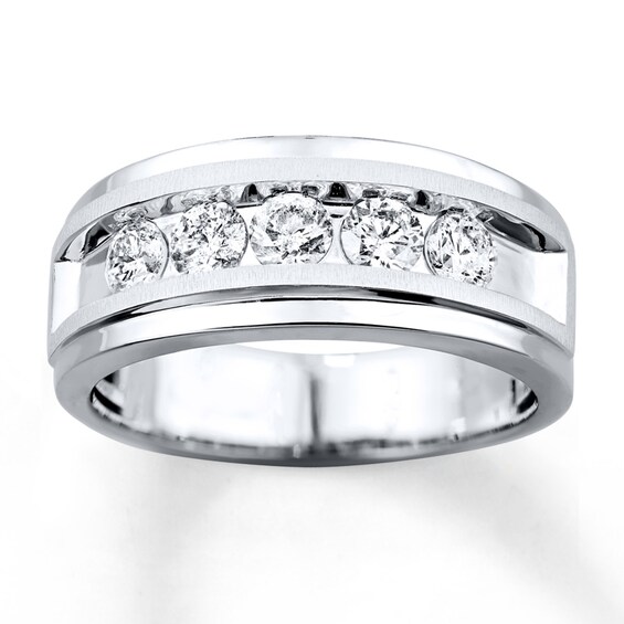 Previously Owned Men's Wedding Band 1 ct tw Round-cut Diamonds 10K White Gold Size