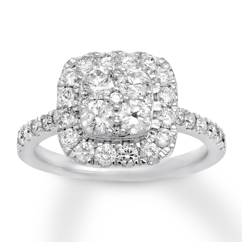 Main Image 1 of Previously Owned Diamond Engagement Ring 1-3/8 ct tw Round-cut 14K White Gold Size 9.75