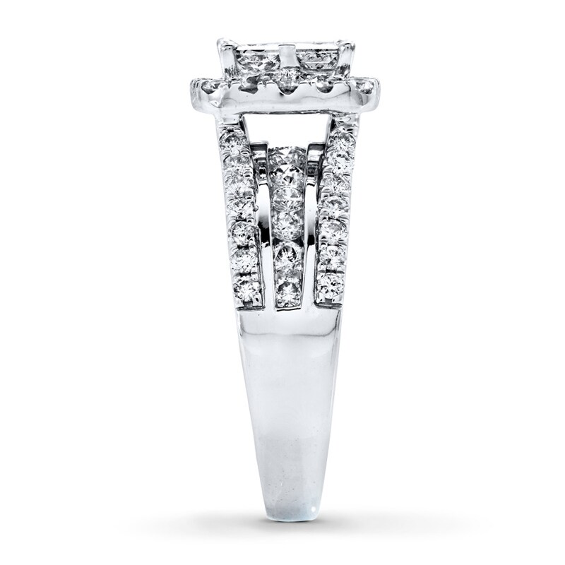 Main Image 3 of Previously Owned Diamond Engagement Ring 2 ct tw Princess & Round-cut 14K White Gold - Size 10.25