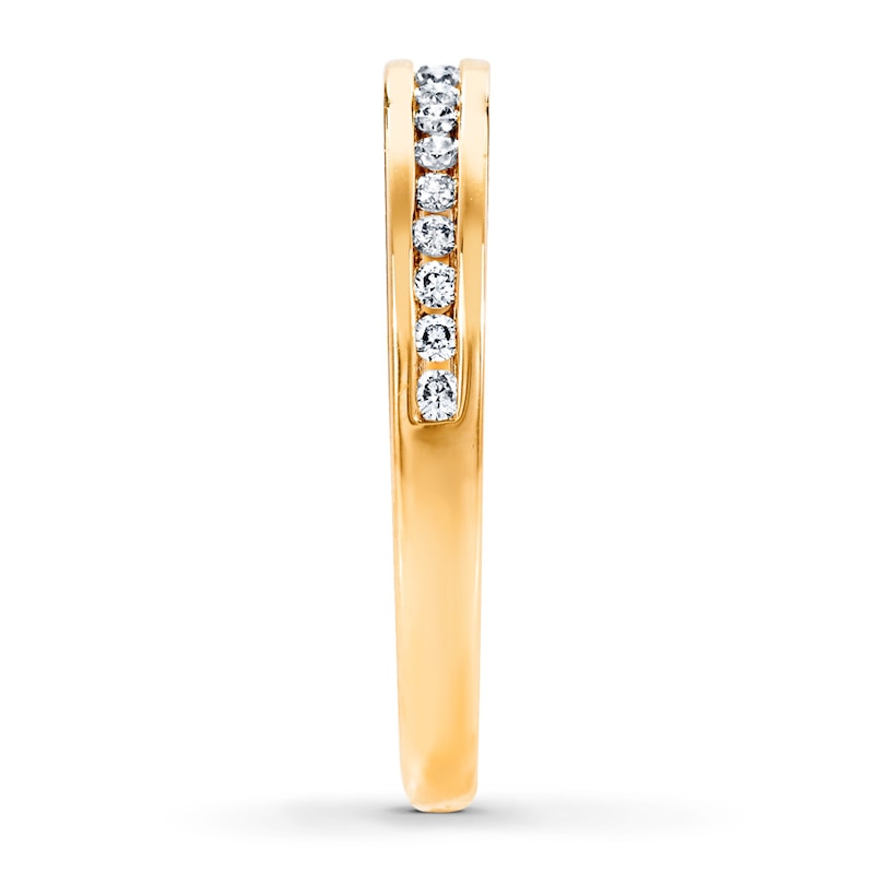 Main Image 3 of Previously Owned Diamond Wedding Band 1/5 ct tw Round-cut 14K Yellow Gold - Size 10.5
