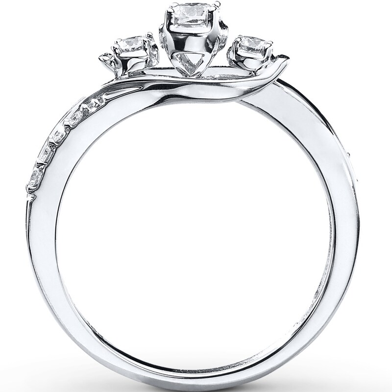 Main Image 2 of Previously Owned 3-Stone Diamond Ring 1/3 ct tw Round-cut 10K White Gold - Size 10.75
