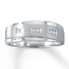 Thumbnail Image 0 of Previously Owned Men's Diamond Wedding Band 1/6 ct tw Square-cut 10K White Gold - Size 8