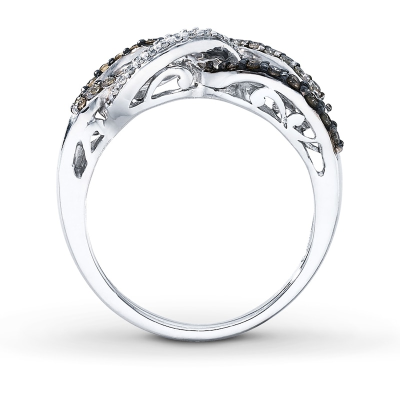 Main Image 2 of Previously Owned Brown Diamond Ring 1/3 ct tw Round-cut Sterling Silver - Size 8.75