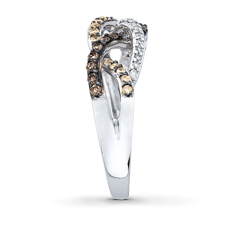 Main Image 3 of Previously Owned Brown Diamond Ring 1/3 ct tw Round-cut Sterling Silver - Size 8.75