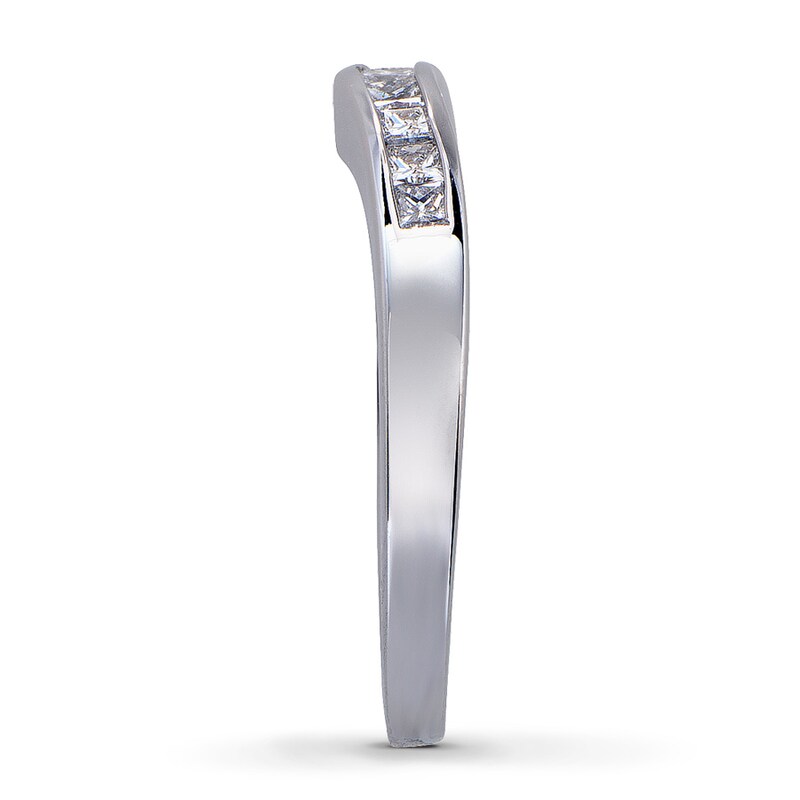 Main Image 3 of Previously Owned Diamond Enhancer Ring 3/8 ct tw Princess-Cut 14K White Gold - Size 4.25
