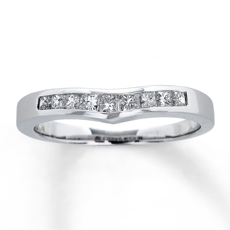 Previously Owned Diamond Enhancer Ring 3/8 ct tw Princess-cut 14K White Gold - Size 9.5