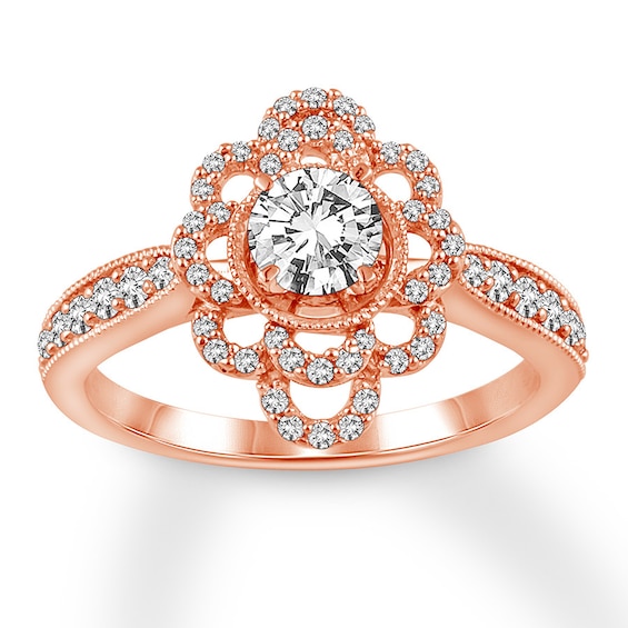 Previously Owned Diamond Engagement Ring 7/8 ct tw Round-cut 14K Rose Gold - Size 11.75