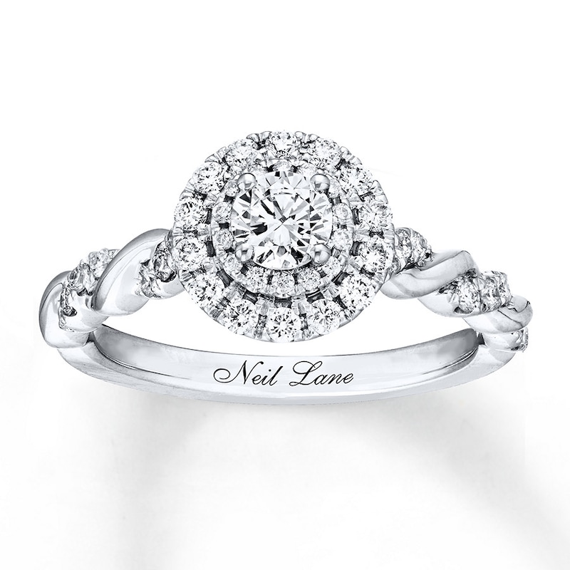 Previously Owned Neil Lane Engagement Ring 3/4 ct tw Round-cut Diamonds 14K White Gold - Size 4.25