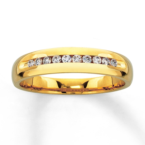 Previously Owned Men's Diamond Wedding Band 1/4 ct tw Round-cut 14K Yellow Gold Size 13.25