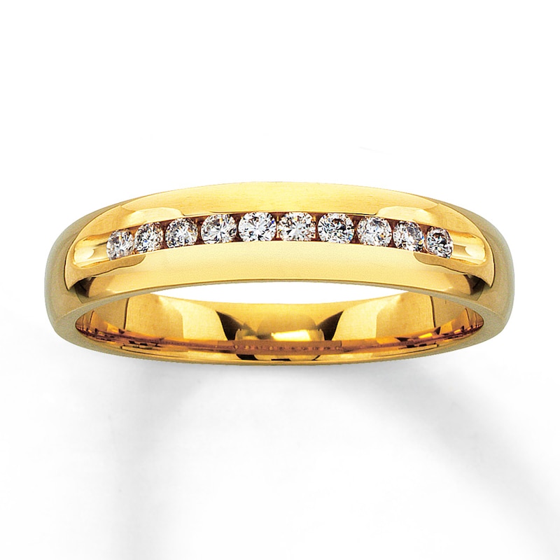 Main Image 1 of Previously Owned Men's Diamond Wedding Band 1/4 ct tw Round-cut 14K Yellow Gold - Size 13.25
