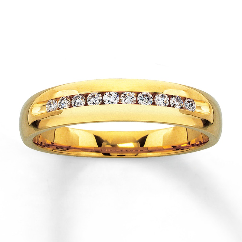 Previously Owned Men's Diamond Wedding Band 1/4 ct tw Round-cut 14K Yellow Gold - Size 13.25