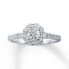 Previously Owned Engagement Ring 5/8 ct tw Round & Baguette-cut Diamonds 14K White Gold