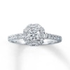 Thumbnail Image 1 of Previously Owned Engagement Ring 5/8 ct tw Round & Baguette-cut Diamonds 14K White Gold - Size 4