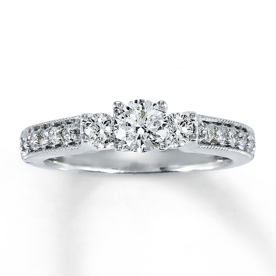 Previously Owned Diamond 3-Stone Ring 5/8 ct tw Round-cut 14K White Gold Size 8.5