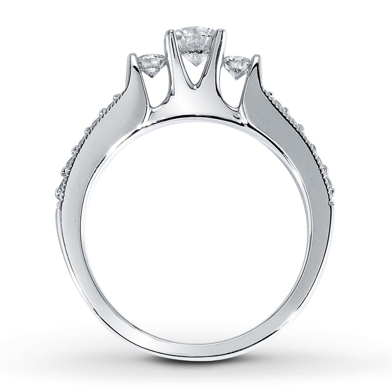 Main Image 2 of Previously Owned Diamond 3-Stone Ring 5/8 ct tw Round-cut 14K White Gold - Size 8.5