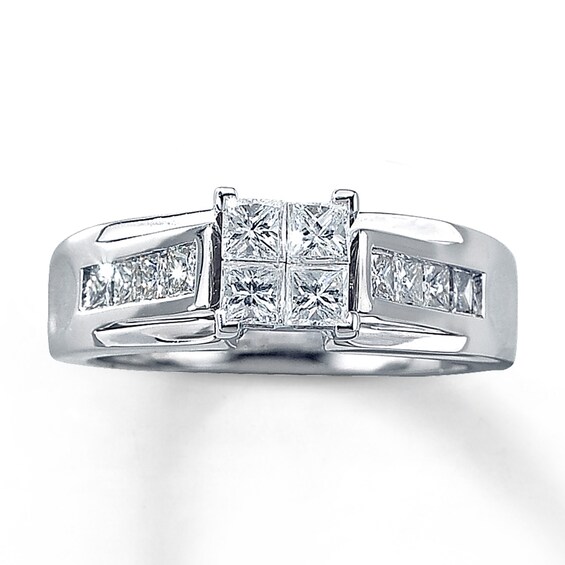 Previously Owned Diamond Engagement Ring 1 ct tw Princess-cut 14K White Gold Size