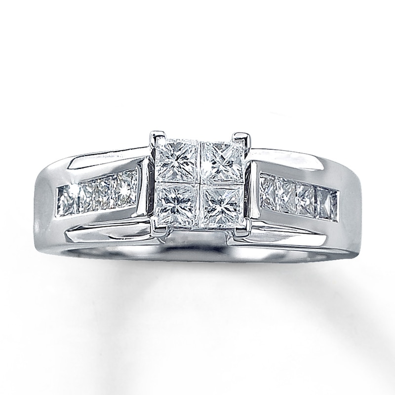 Main Image 1 of Previously Owned Diamond Engagement Ring 1 ct tw Princess-cut 14K White Gold Size 4