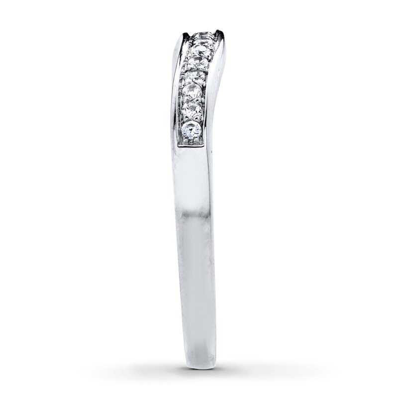 Main Image 3 of Previously Owned Diamond Wedding Band 1/8 ct tw Round-cut 14K White Gold - Size 10.25