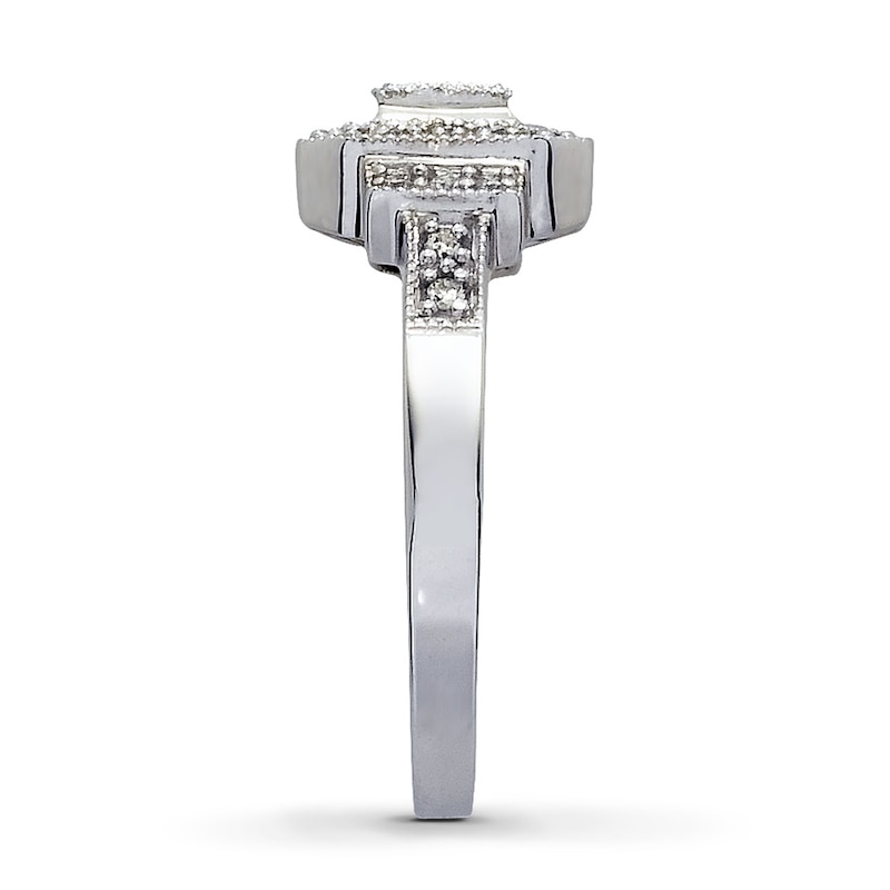 Previously Owned Ring 1/4 ct tw Princess & Round-cut Diamonds 10K White Gold