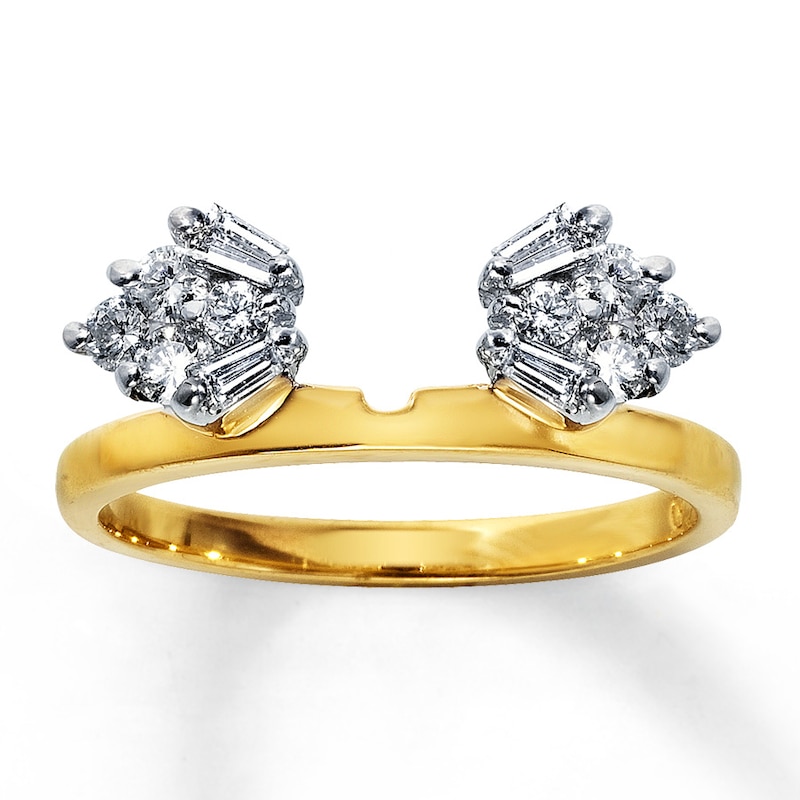 Previously Owned Diamond Enhancer Ring 1/2 ct tw Baguette & Round-cut 14K Yellow Gold - Size 4.25