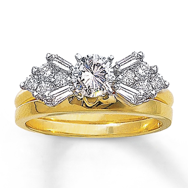 Previously Owned Diamond Enhancer Ring 1/2 ct tw Baguette & Round-cut 14K Yellow Gold - Size 4.25