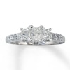 Thumbnail Image 0 of Previously Owned 3-Stone Diamond Engagement Ring 1 ct tw Radiant & Round-cut 14K White Gold - Size 9.75