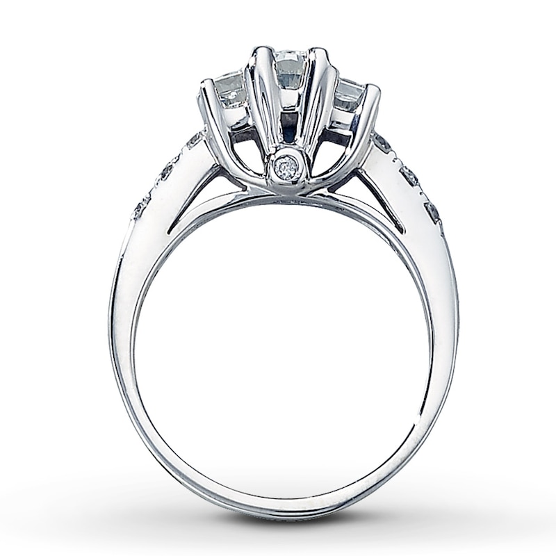 Previously Owned 3-Stone Diamond Engagement Ring 1 ct tw Radiant & Round-cut 14K White Gold - Size 9.75