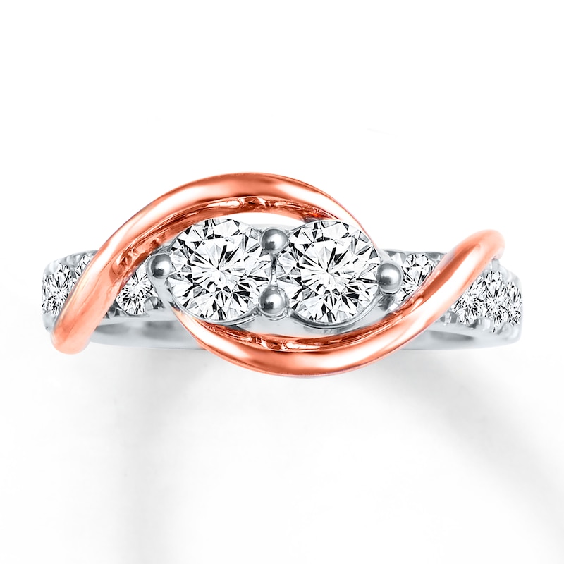 Main Image 4 of Previously Owned Ever Us Two-Stone Anniversary Ring 1-1/2 ct tw Round-cut Diamonds 14K Two-Tone Gold Size 10