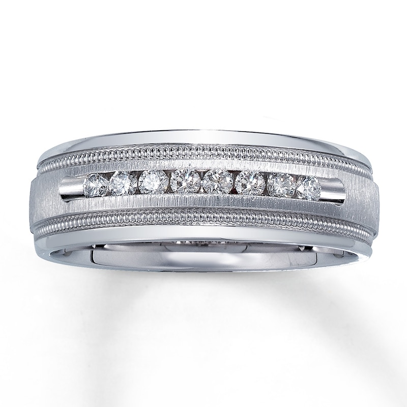 Main Image 1 of Previously Owned Men's Diamond Band 1/4 ct tw Round-cut 14K White Gold - Size 6