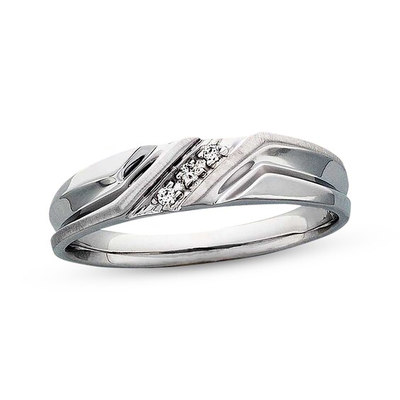 Previously Owned Men's Diamond Wedding Band 1/20 ct tw Round-cut 10K White Gold Size 7