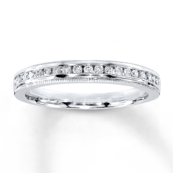 Previously Owned Diamond Wedding Ring 1/5 ct tw Round-cut 14K White Gold Size 9.75
